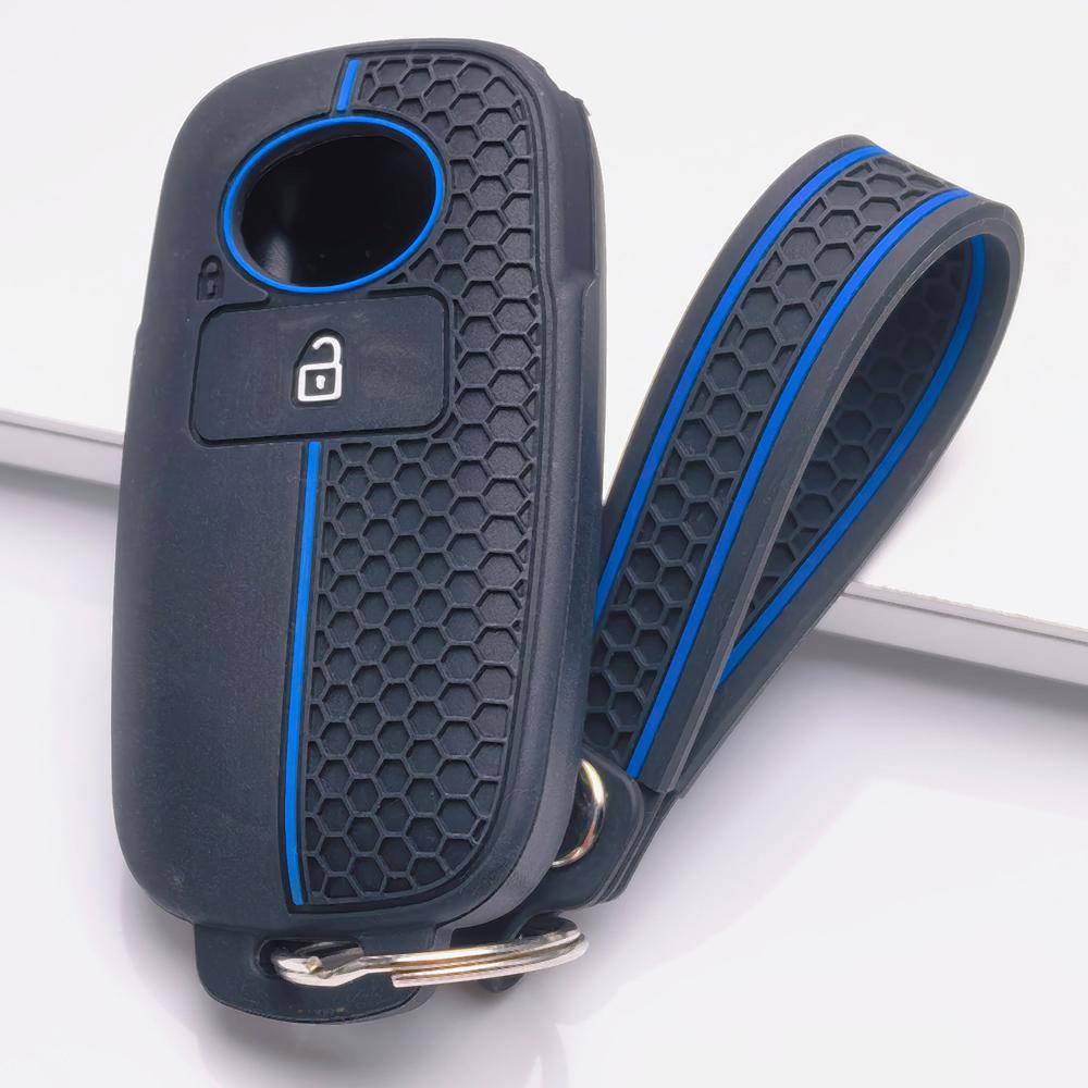 Soft Silicone Car Key Ring Strap for Toyota Raize Veloz Avanza Wigo Rush Calya Sigra Agya Honeycomb Texture Anti Scratch Key Ring Holder Protector