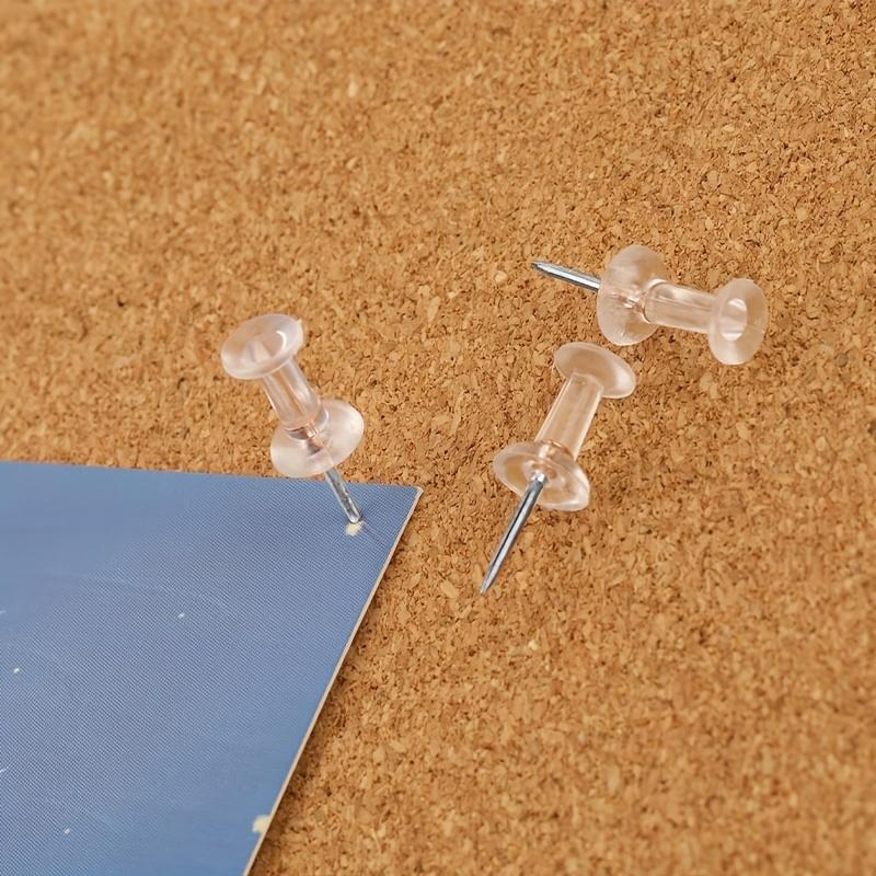 Lot de 100 Punaises Tête en Plastique Transparent, Pointe en Acier, Punaises pour Mur Panneau de Liège, Carte, Calendrier, Photo Robuste pour Maison Bureau et Projets d'Artisanat