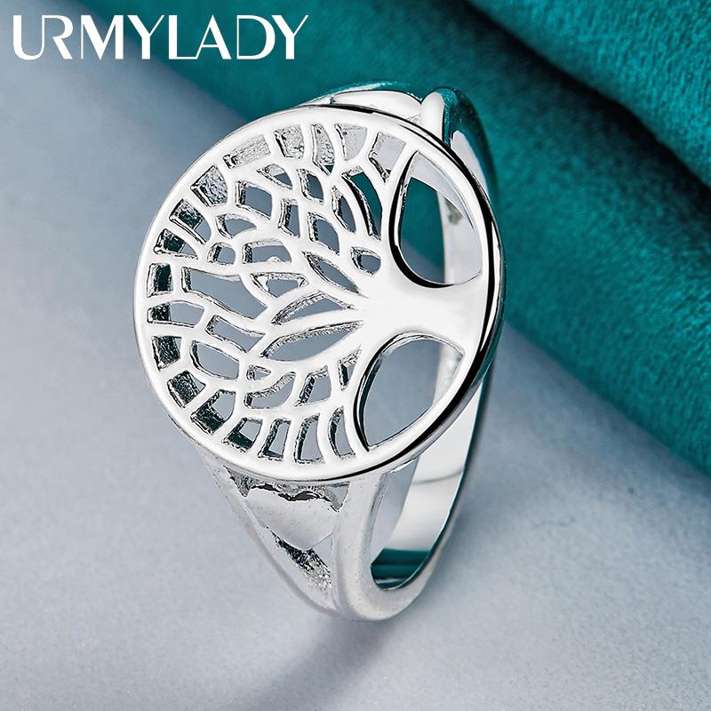 URMYLADY 925 Sterling Sølv The Tree Of Life 7-10 Ring For Kvinner Bryllup Sjarm Forlovelse Mote Enkle smykker