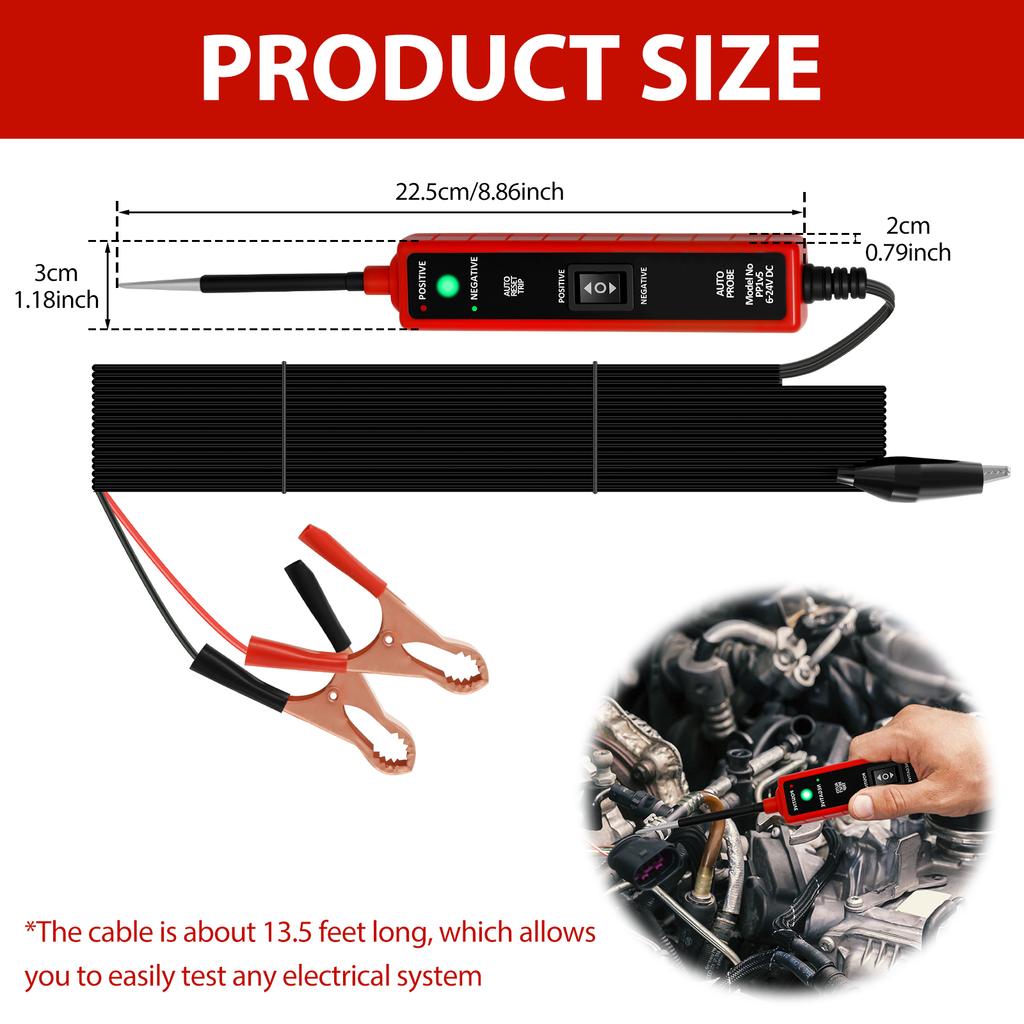 Car Circuit Tester Portable Automotive Electrical Testing Tool Multi-function Power Circuit Probe Tester for Continuity Polarity