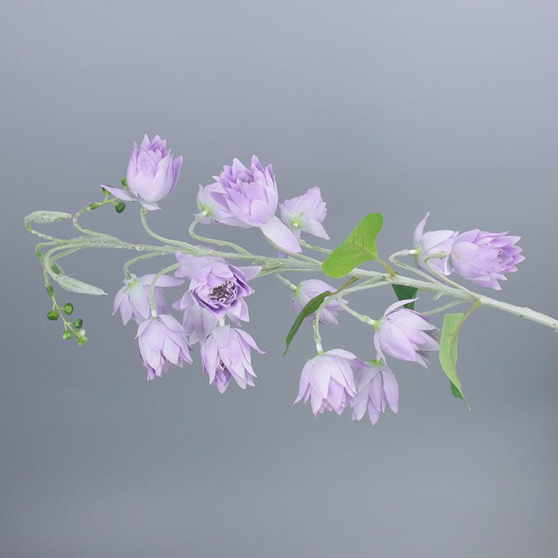 Artificial Flowers 83cm Campanula Bell Flower Blue Flocking FlowerBranch for Wedding Home Floral Table Decor Hyacinth Silk Flowe