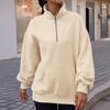 2025 Europe, America, Amazon cross-border autumn and winter new fashion thermal zipper stand-up collar solid color casual T women's sweater