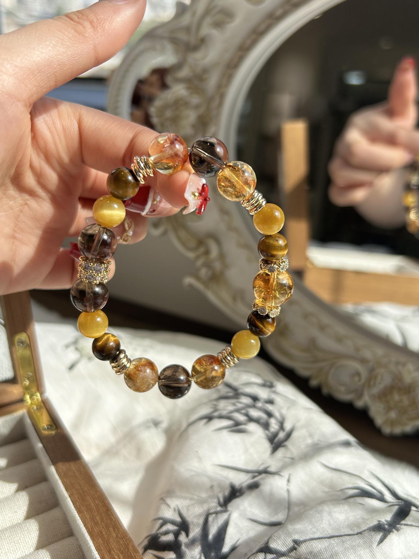 Jinba Yellow Pagoda Tiger Eye Wealth Crystal Bracelet