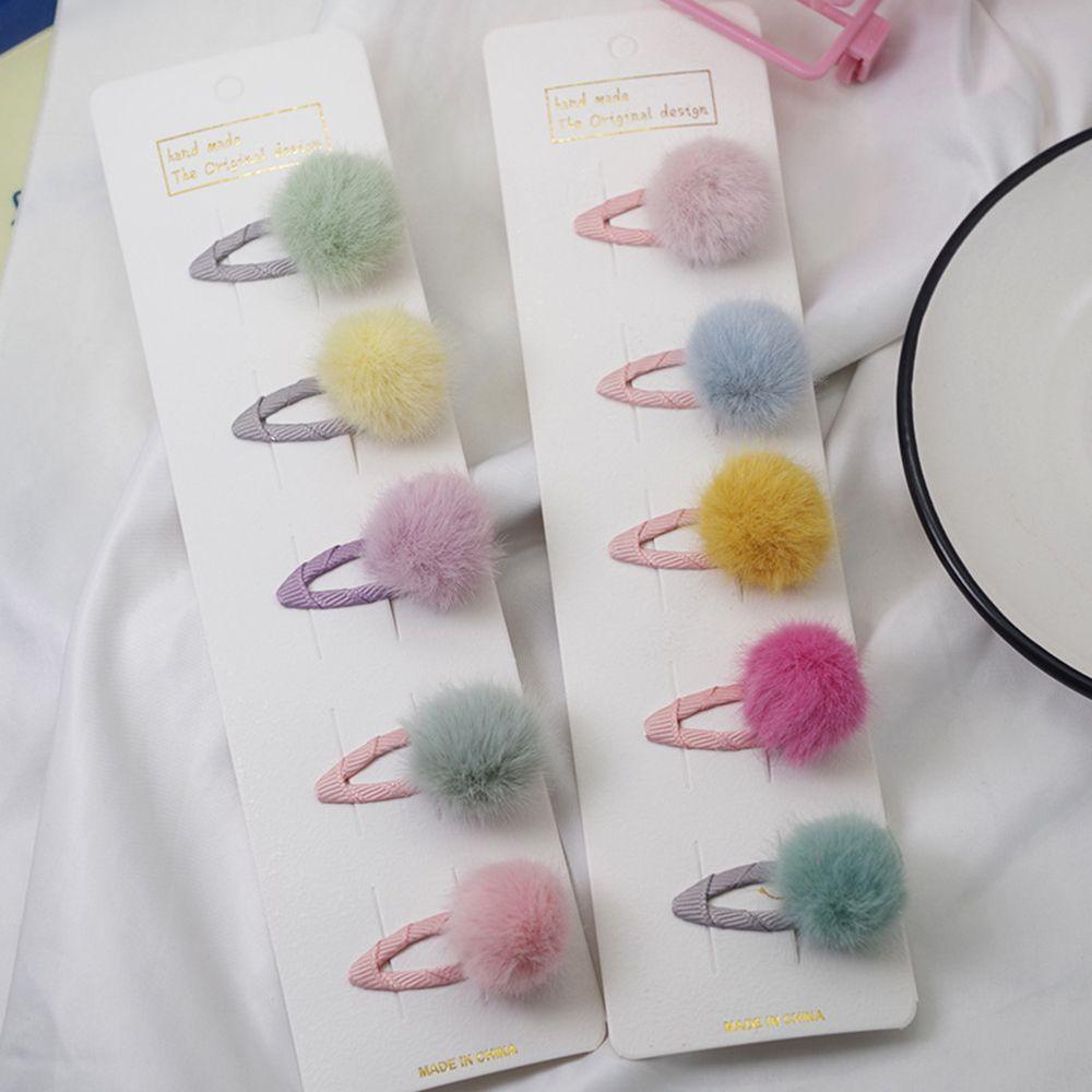 Hair Accessories Girls Fur Mini Ball Hairball Small Pompom Hairclips Hairpins Barrette Hair Clip