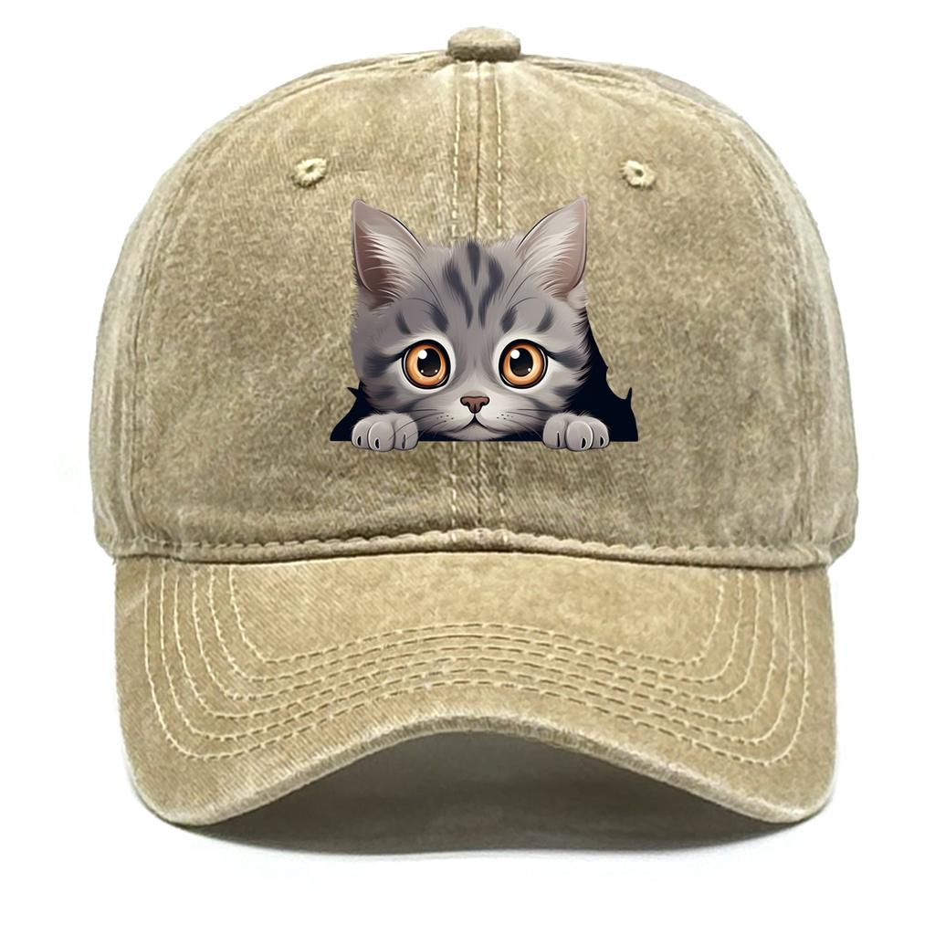 Cute Cat Print Snapback Sun Hat Cat Avatar Woman's Cap Cozy Adjustable Strap Baseball Hat Perfect For Outdoor Accessory