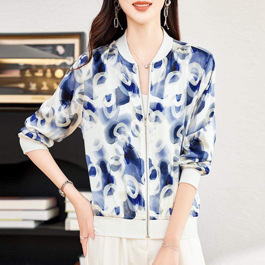 

Модный дизайн, чувство легкой роскоши, шелковый топ, женская весенне-летняя новинка, одежда из шелка-тутового шелкопряда для защиты от солнца 3XL