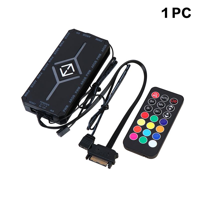 

1 To 9 3 In 1 5V 3 Pin Argb Controller Cooling Fan Hub Pwm Magnetic Suction Hub With Argb Controller 5V 3 Pin For Pc Case 1PC