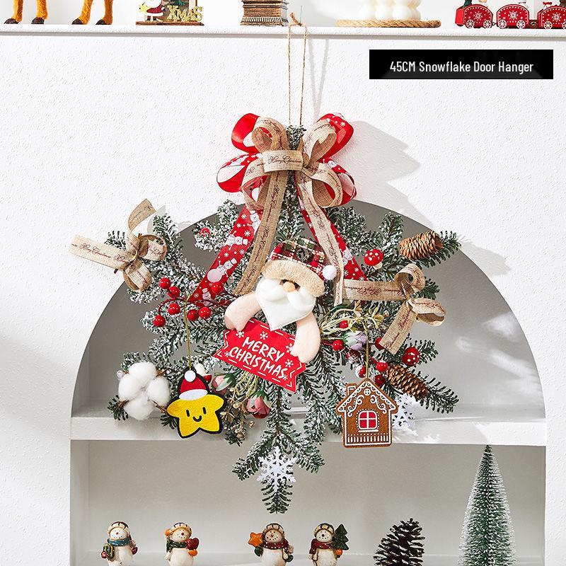 Rattan Christmas Wreath Hanging Ornament for Door & Wall Decoration
