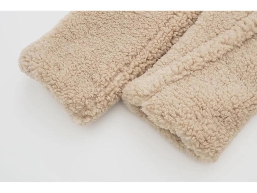 Evropský a americký styl dámský zimní dvouřadý dlouhý kabát z jehněčí kůže