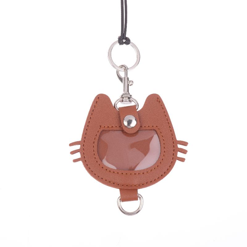 Multifunctional Cat-Shaped Leather Keychain for Pet Hair Memorial, Portable Storage Bag