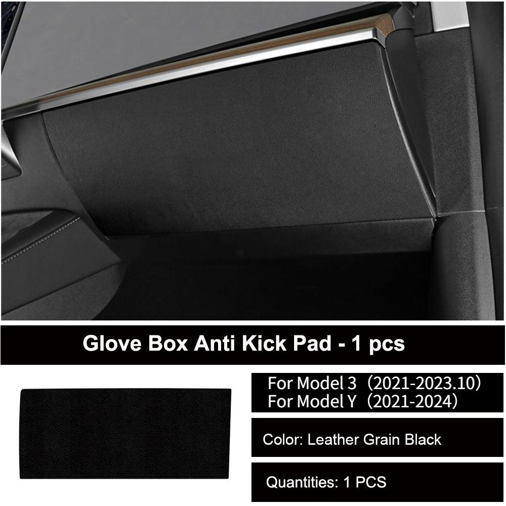 For Tesla Model 3 Y 2026 Car Door Anti-kick Mat Panel Leather Carbon Fiber Interior Glove Box Protective Sticker Car Accessories