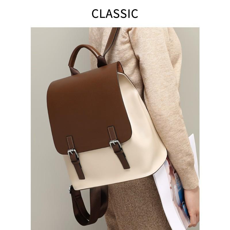 School Bag Backpack Women'S Fashion Trend Large Capacity Junior High School Student College Student Leather Backpack Luggage