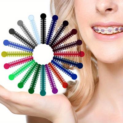 40 szt. Dental ortodontyczne podwiązki wielokolorowy dentystyczny ortodontyczny pierścień podwiązujący, miękka elastyczna gumka orteza, dentystyczny ortodontyczny pierścień podwiązkowy