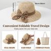 Elegant Woven Straw Sun Hat with Bow, 2026 Upgraded Womens Straw Hat, Summer Beach Sun Straw Hats, Breathable