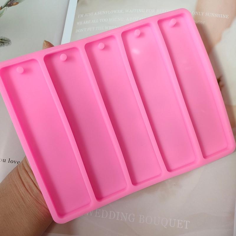Bookmark Mould Rectangle Silicone Mold Making Epoxy Resin Jewelry Art Craft Hanging Hole Tool for Craft Making 5 In 1