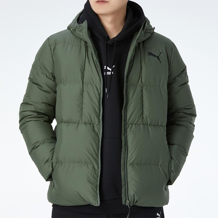 Puma Goose Down Casual Warm Hooded Jacket Men Outerwear Dark-Green 585534-64