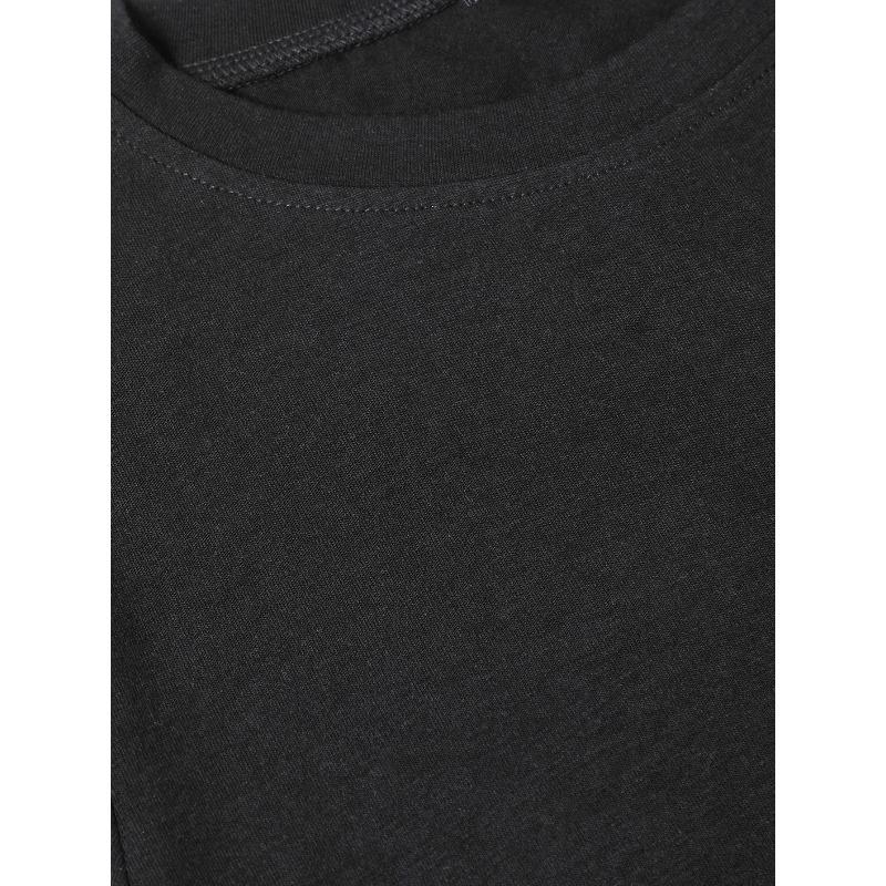 Europäische Größe Übergröße, T-Shirt mit Buchstabenaufdruck und Rundhalsausschnitt, Lässiges Kurzarm-T-Shirt für Frühling & Sommer, Damenbekleidung