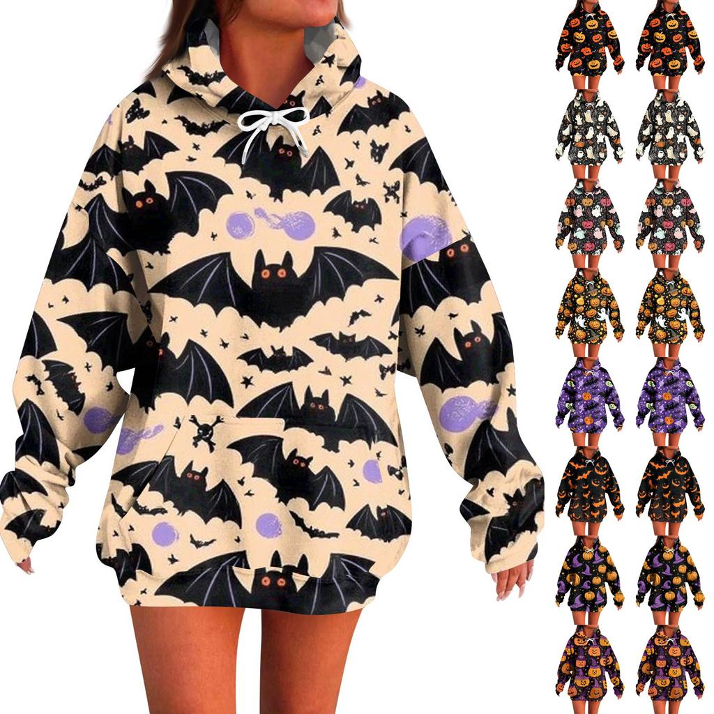 Women's Fashion Casual Halloween Print Long Sleeve Hoodie