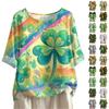 Women's Casual And Comfortable Mid-Length Round-Neck Fashion Print Cotton-Linen Top