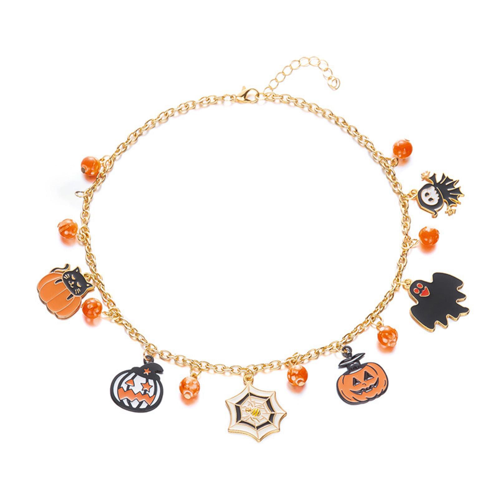 

Halloween Christmas Charm Necklace for Women - Dainty Gold Paper Clip Necklace with Snowman, Santa, Snowflake, , Spirit, Pumpkin Cat one size