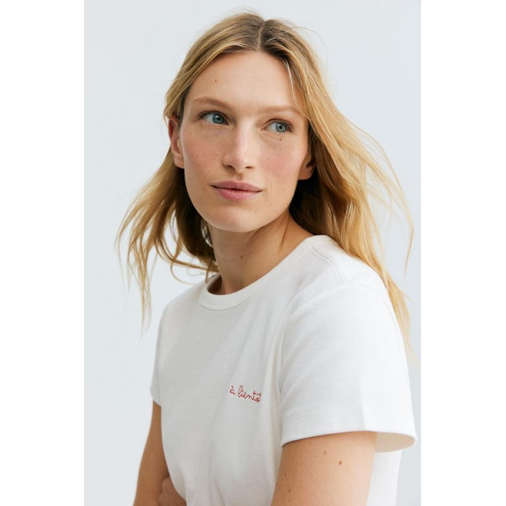

H M Fitted Cotton T Shirt White bient t