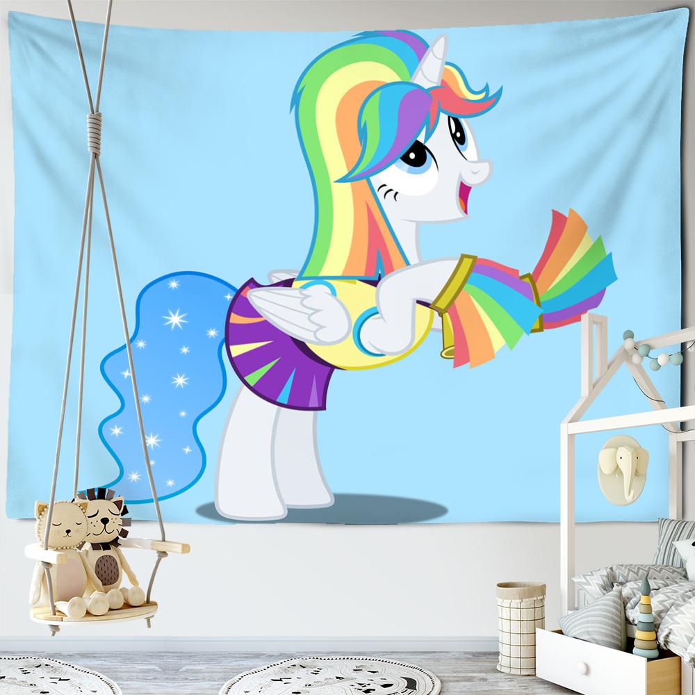 Renkli Karikatür Unicorn Goblen Duvar Askısı Kawaii Hippie Tapiz Kız Yurdu Estetik Odası Ev Dekoru