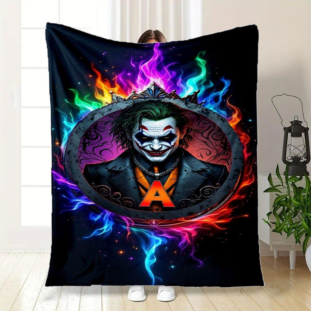 "Joker A Logo Colorful Flame Art Print Poster"Blanket Flannel Throw Blanket for Sofa, Bed, Travel, Camping, Office