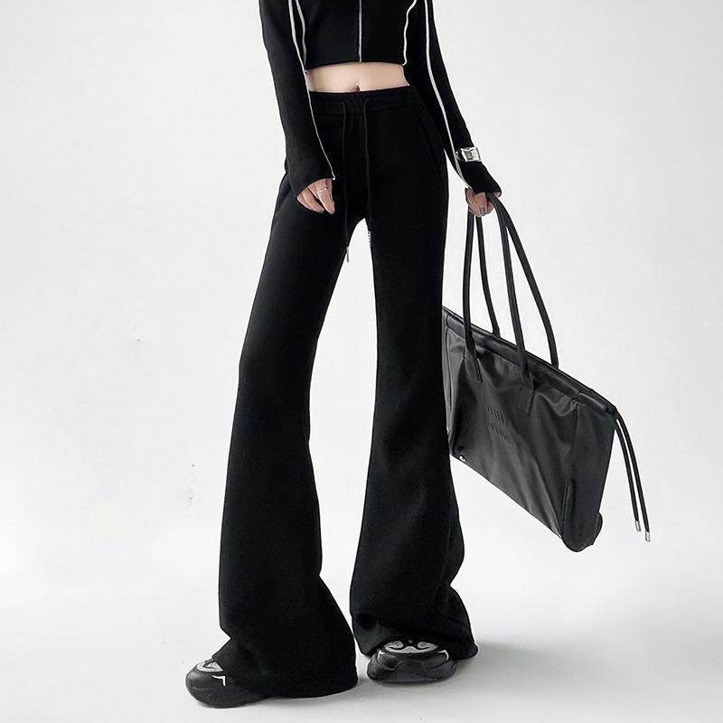 Autumn Winter Women Fashion Micro-pull Pants New Drawstring Sports Casual Sweatpants Solid Color Flared Pants Casual Street Wear Trousers 2339