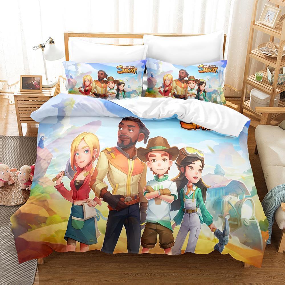 3D Druck Anime Spiel My Time at Sandrock Bettwäscheset Einzelbett Twin Full Queen King Size Bettset Erwachsener Kind Schlafzimmer Bettbezugsets