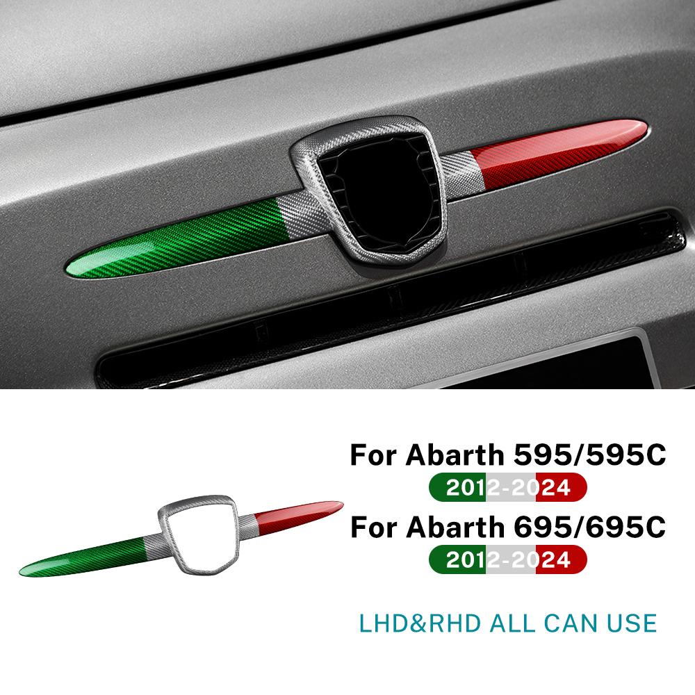 Real Hard Carbon Fiber For Abarth 595 695 2012 2013 2014 2015 2016 2017 2018 2019 2020 2025-2025 Front Badge Whiskers Logo Frame