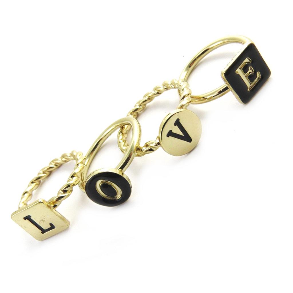Les Trésors De Lily [M8180] - Plural Ring 'Love' Black Gold