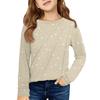 Girls' Long Sleeve Tee - Pleated Round Neck Casual Top