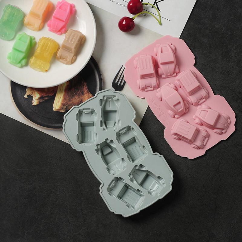 4/6/8 Kavitäten Auto Zug Silikonform Fahrzeuge Buntstiftherstellung Zubehör Pudding Gelee Kuchen Schokoladenform Küchen Backwerkzeuge&