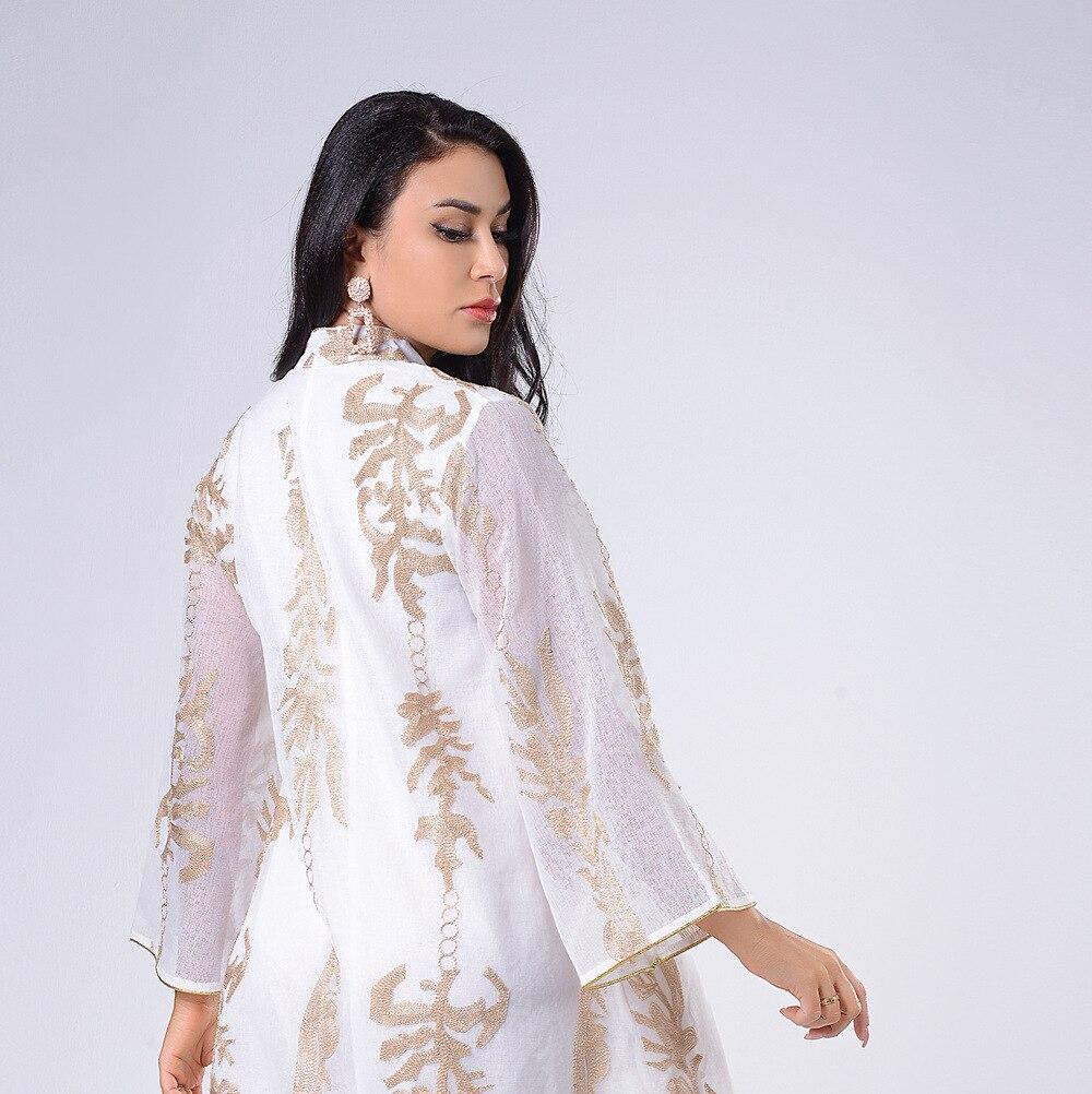 Vestuário Muçulmano Fio Bordado com Lantejoulas Douradas Jalabiya Feminina Muçulmana Dubai Árabe Eid