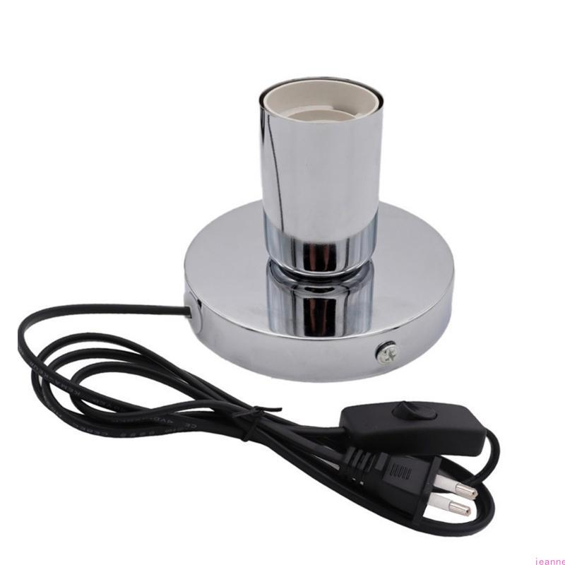 Standard E27 Table Lamp Holder with 1.8m Line Pendant Bulb Socket Replacement Metal Desktop Lamp Base Holder Enduring