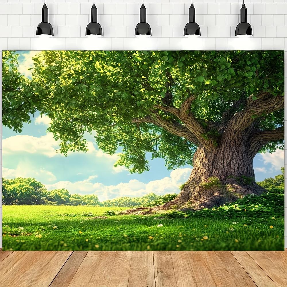 Serene Summer Grove Wall Tapestry For Living Room Decor, Featuring A Majestic Old Oak Tree With Lush Green Foliage Spreading
