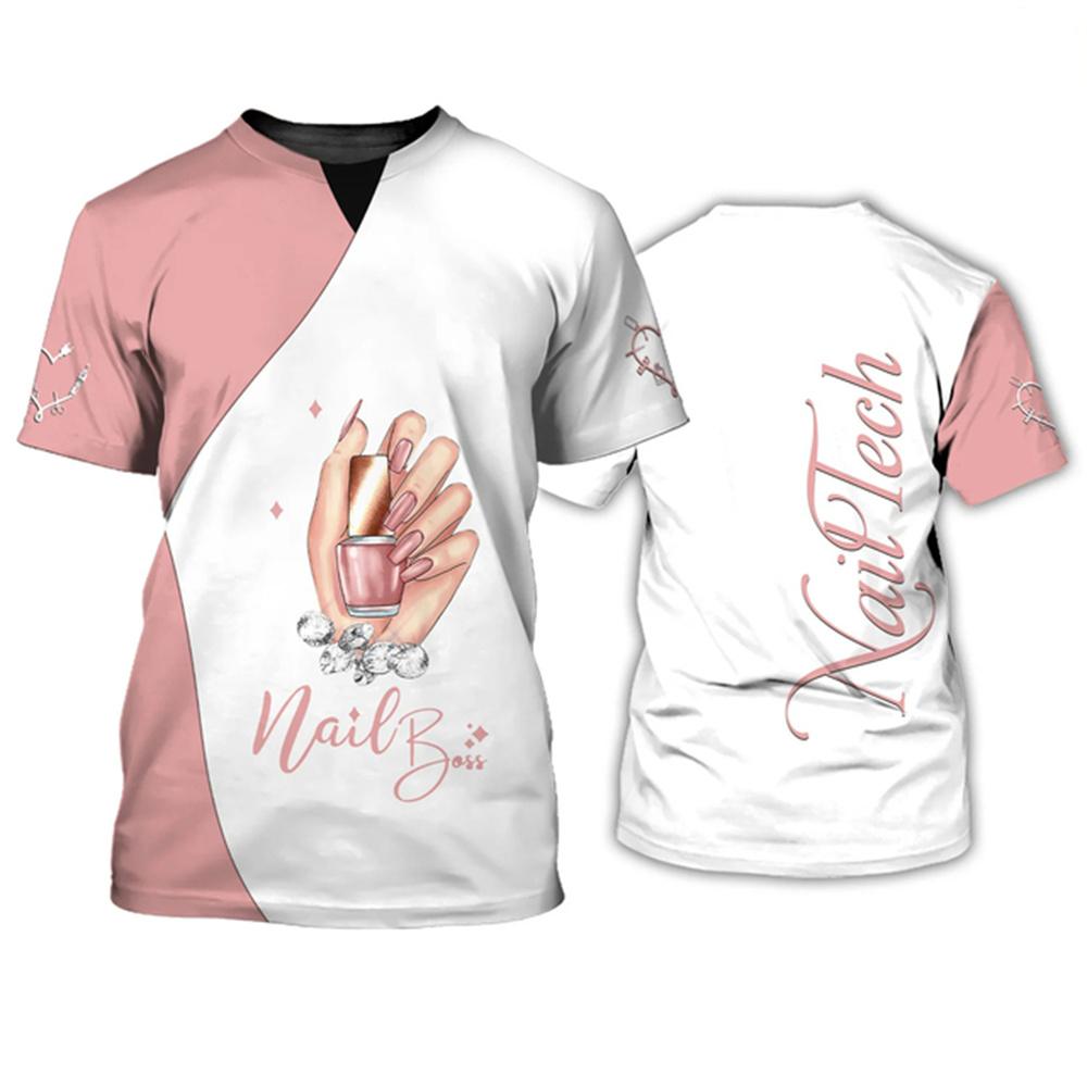 Neues Damen-T-Shirt 3D-Druck Nail Master Harajuku Arbeitskleidung Sommer Atmungsaktiv Schnelltrocknend Lässig Kurzarm O-Ausschnitt Top