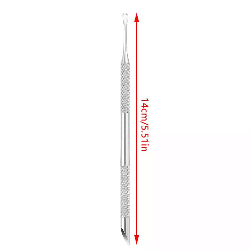 Double-Headed Stainless Steel Cuticle Remover Nail Pusher Exfoliating Prep Tool Clean Dead Skin Circle Bevel Shovel Manicure Pen