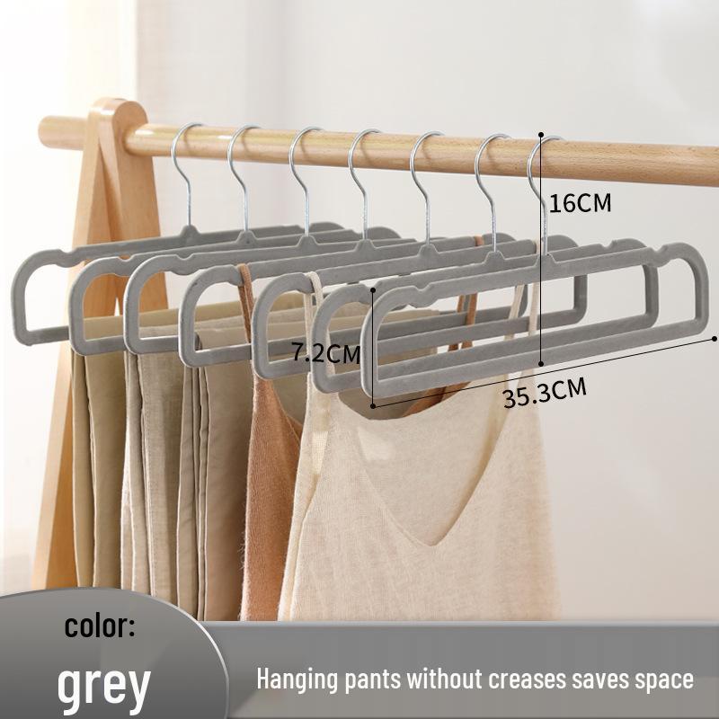 Non-Slip Thickened Flocked Clothes Hanger - Seamless, No Shoulder Marks, Multi-functional Household Hanger for Adults