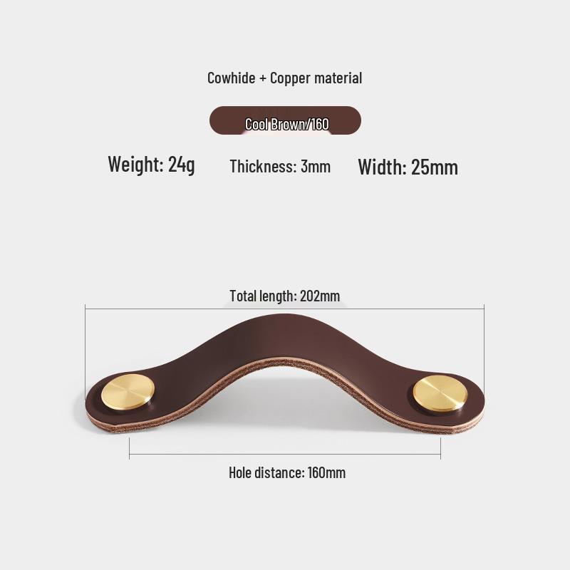 Cross-Border Brass and Leather Cabinet Pull Handle
