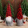 Christmas Gnome Plush Figure With Red Black Checkered Fabric For Holiday Decor