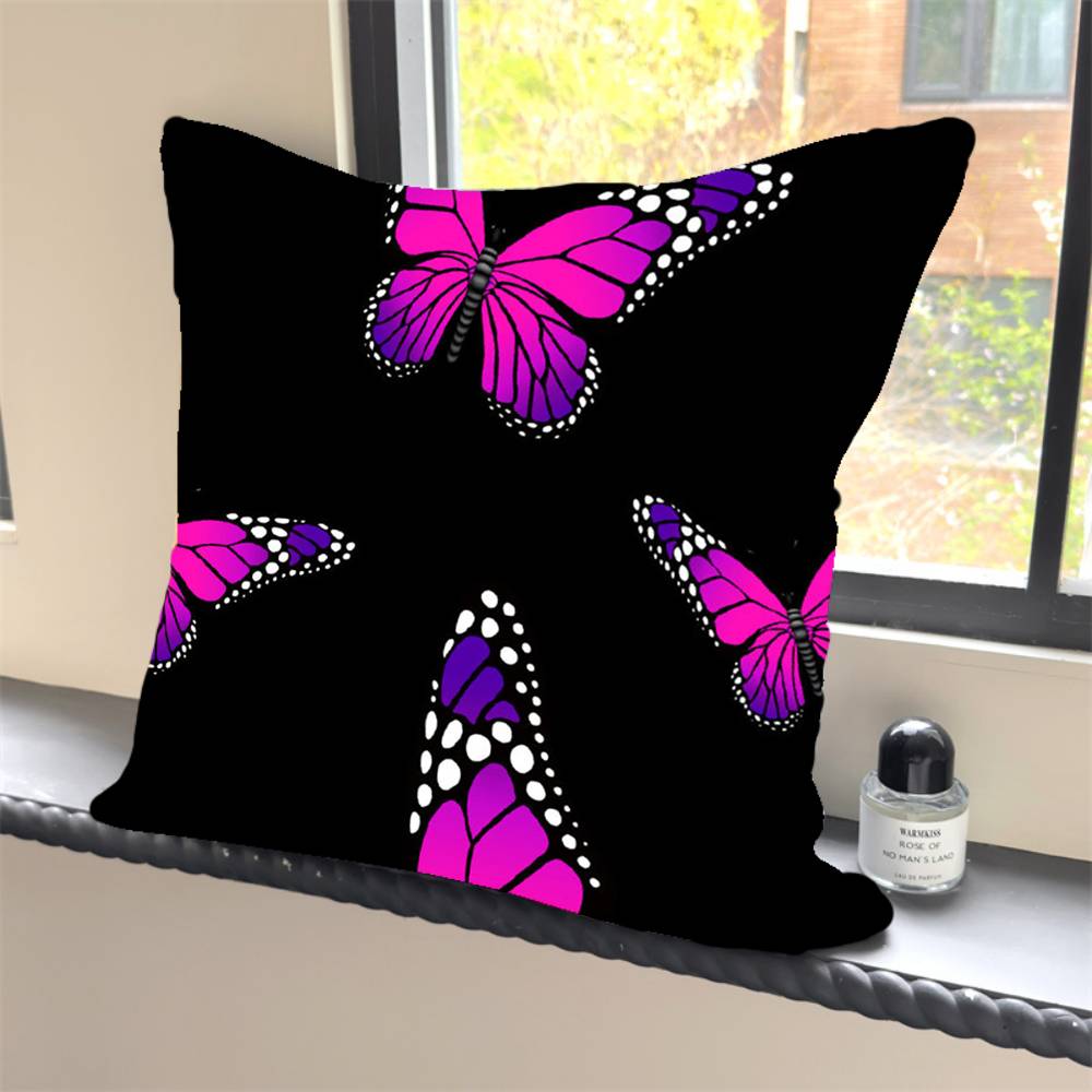 1PC Luxury Pink cute butterfly Pillow Case Square  Bedroom Sofa Leisure Comfort Cushion Car Home Decoration Pillowcase 40x40