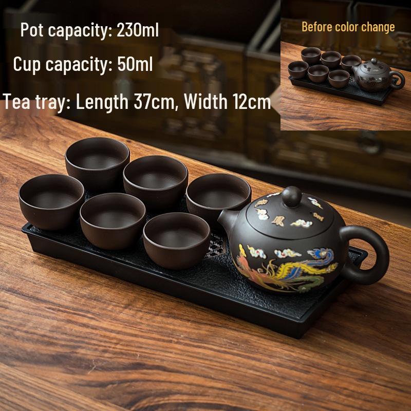 Original Ore Color-Changing Phoenix Cry Purple Clay Teapot - Large Capacity for Brewing Tea