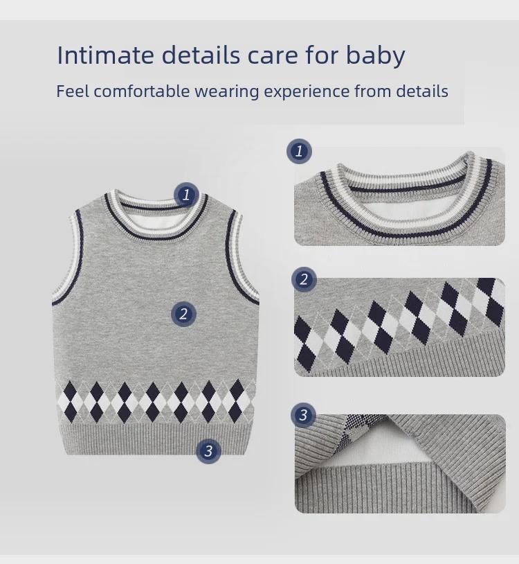 2025 Boys' Cartoon Knitted Sweater Vest - Korean Campus Style for Spring & Autumn