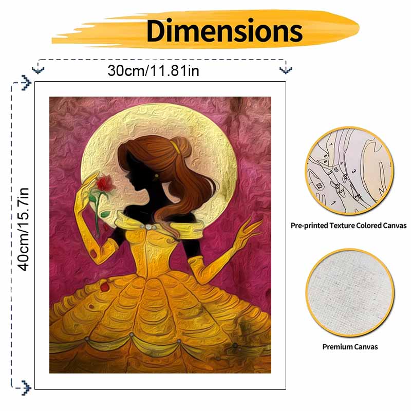 Disney Belle Rose Paint By Number Kit Number Drawing Canvas DIY Picture Home Decor Disney Princess Oil Painting Wall Art Bedroom Gift