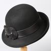 French wool felt hat women's autumn and winter British retro fashion versatile foreign style Hepburn style flower warm top hat