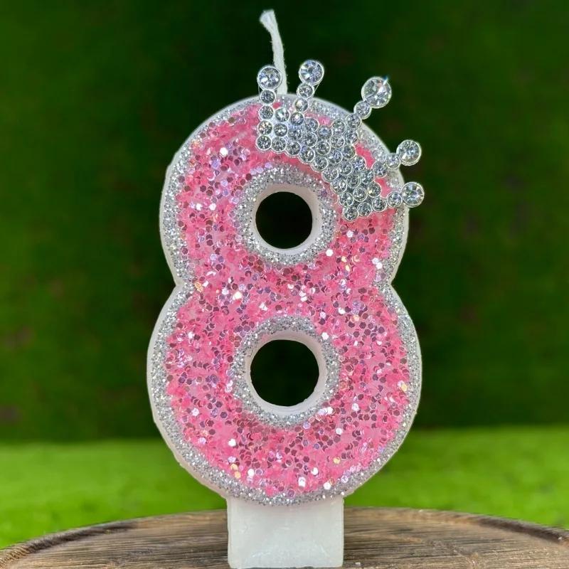 Pink Number Mini Candle Birthday Girls Party Supplies Elegant Decorative Candles Decoration For Beauty Salons Candle 4 Years