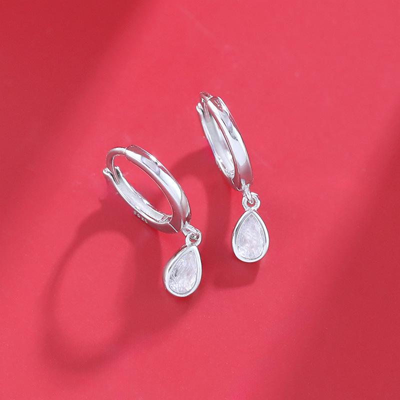 S925 Sterling Silver Water Drop Zircon Earrings - Elegant, High-End Design Inspired by Zhang Zifeng. 925 Silver