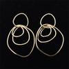 Big Metal Multilayer Circle Round Drop Earrings for Women Irregular Geometric Line Hollow Jewelry