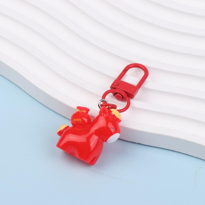 2026 Chinese Year Mascot Horse Resin Keychain Decor Cartoon Cute Year Of The Horse Keyring Bag Pendant Gifts Accessory